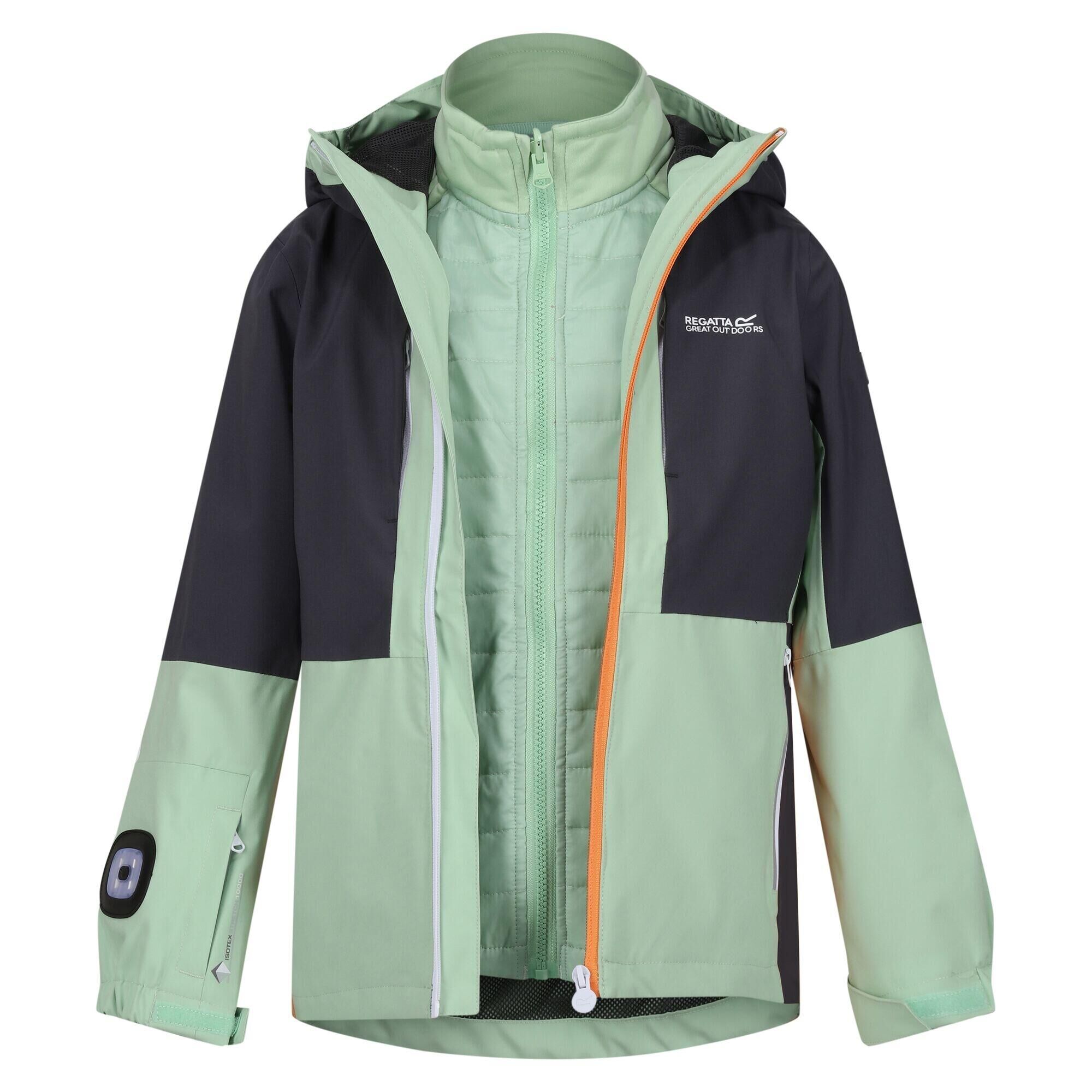 REGATTA Childrens/Kids Hydrate VIII 3 in 1 Waterproof Jacket (Quiet Green/Seal Grey)