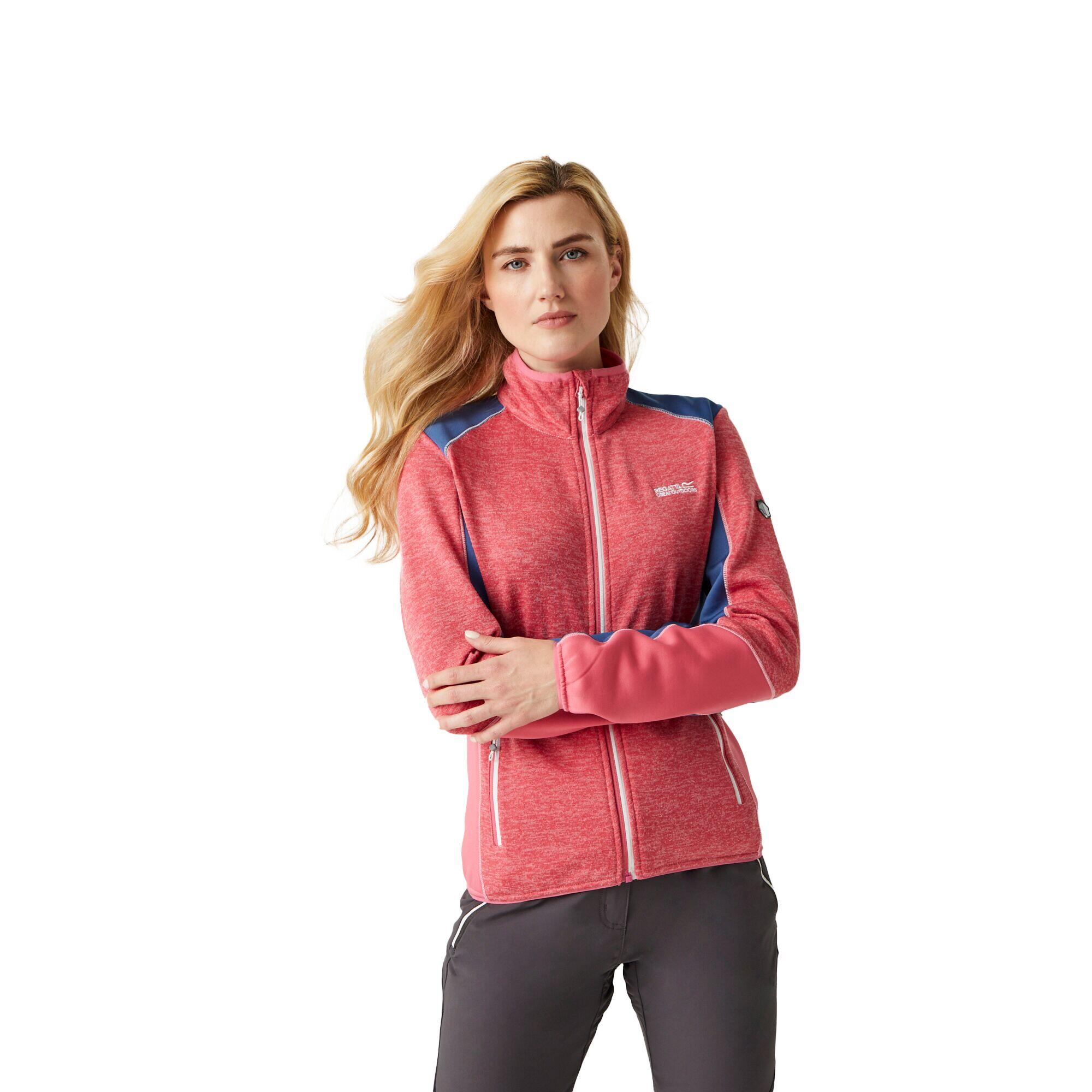 Womens/Ladies Lindalla V Marl Full Zip Fleece Jacket (Fruit /Dusty Denim) 3/5