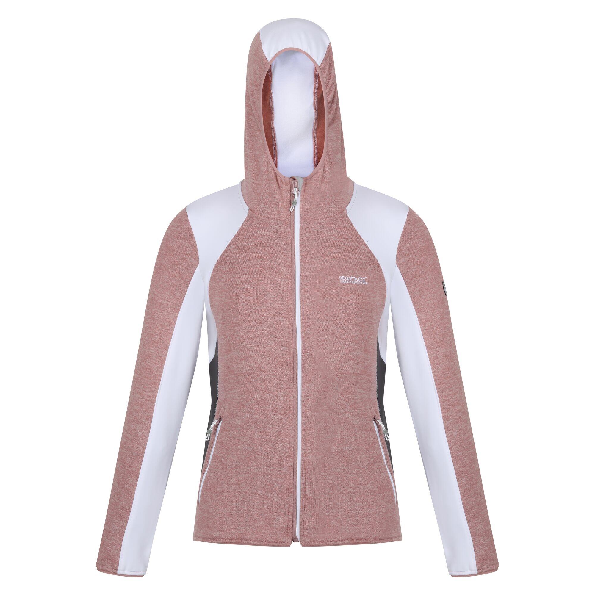 REGATTA Womens/Ladies Walbury V Contrast Panel Full Zip Fleece Jacket (Dusky Rose/White)