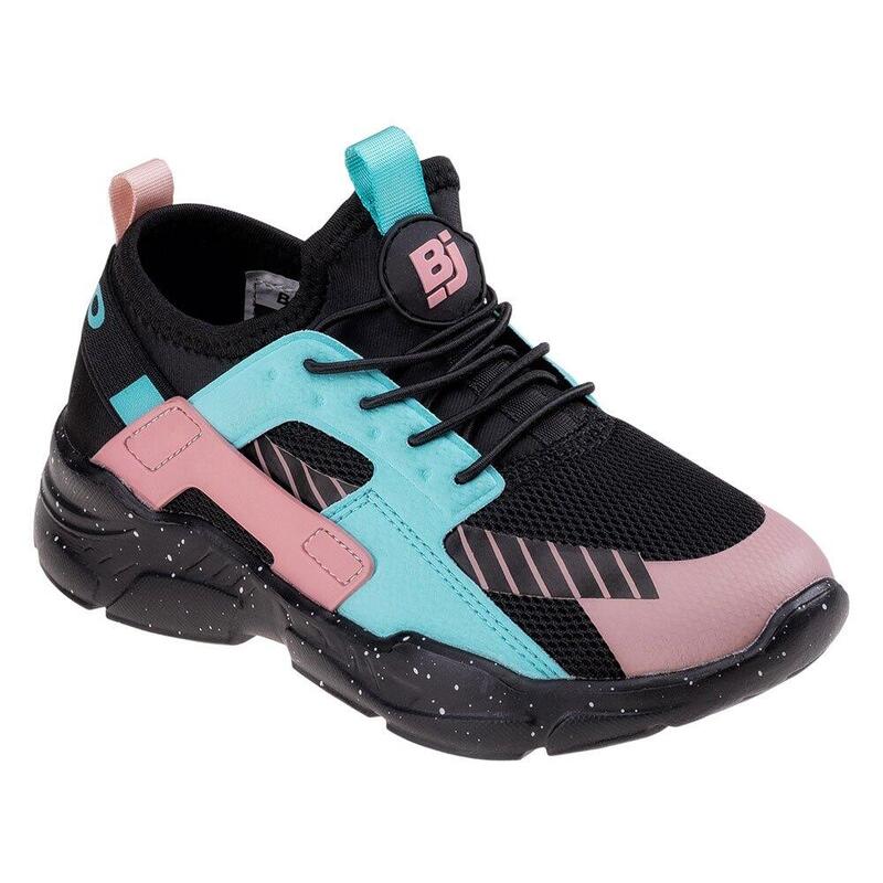 Meisjes Slikter Trainers (Zwart/Turquoise/Roze)