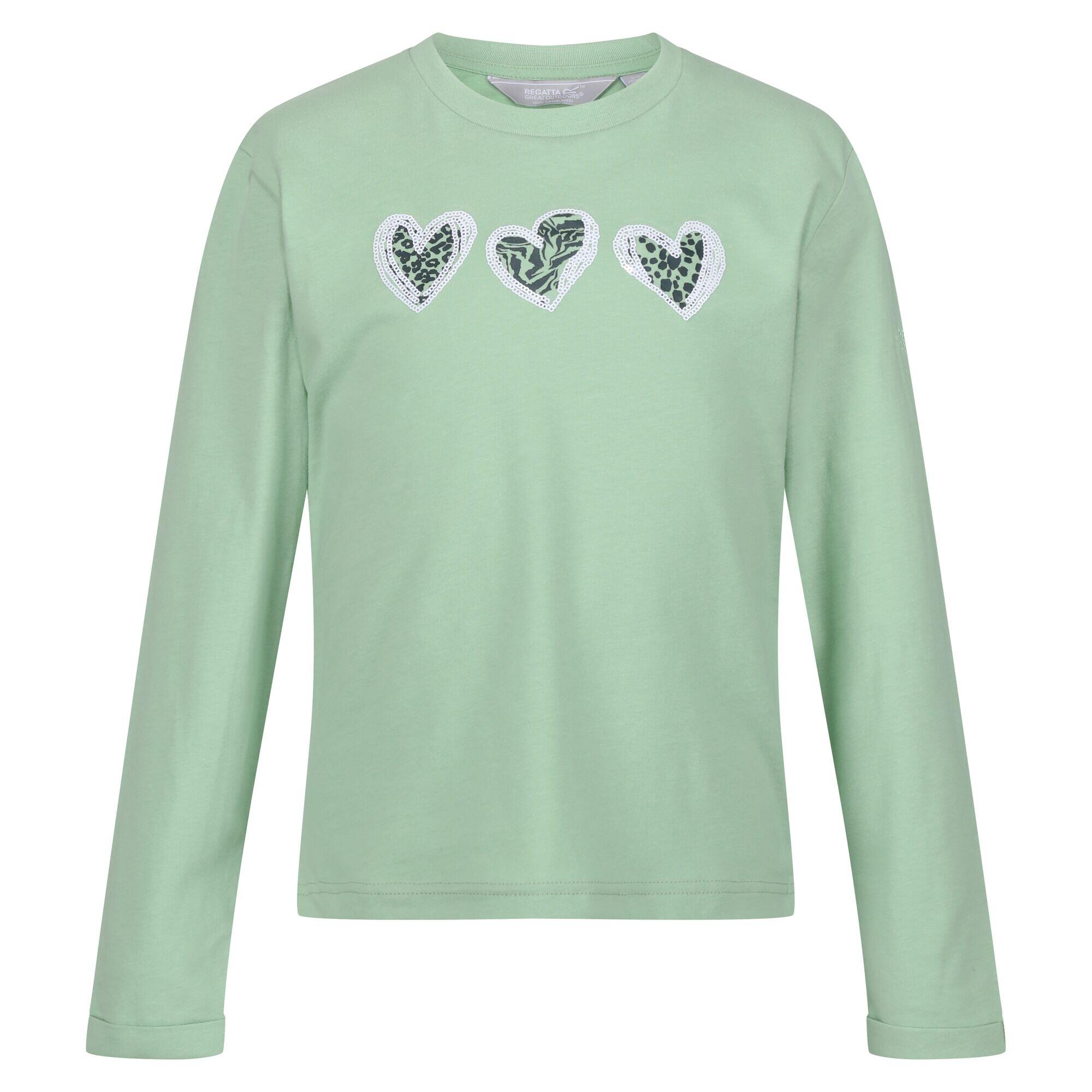 Childrens/Kids Wenbie III Heart LongSleeved TShirt (Quiet Green) 1/5