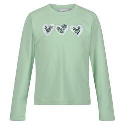 Camiseta Wenbie III Corazón de Manga Larga para Niños/Niñas Verde Tranquilo