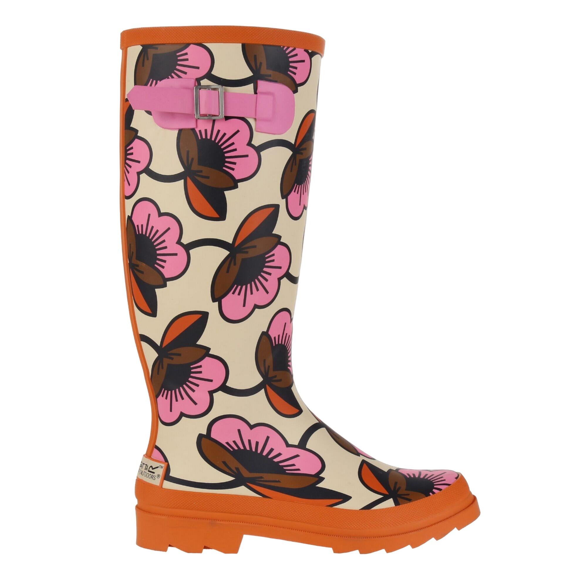 Womens/Ladies Orla Kiely Hi II Floral Wellington Boots (Fuchsia/Orange) 3/5