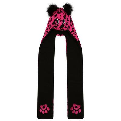 Cappello Sciarpa Leopardato 3 In 1 Bambini Dare 2B Snowplay Rosa Puro Nero