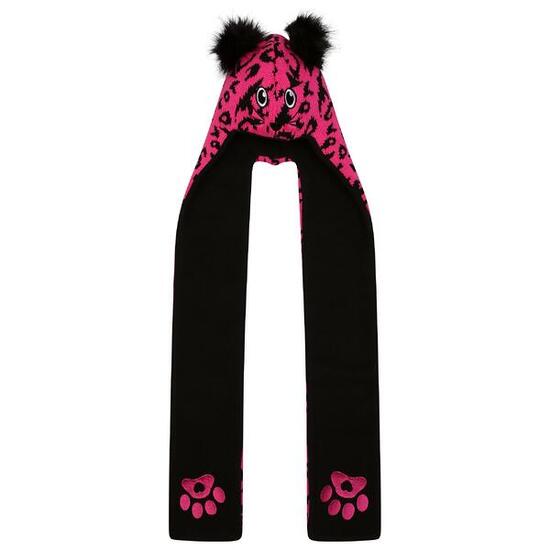 Cappello Sciarpa Leopardato 3 In 1 Bambini Dare 2B Snowplay Rosa Puro Nero