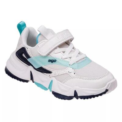 Meisjes maggie trainers (wit/licht turquoise)