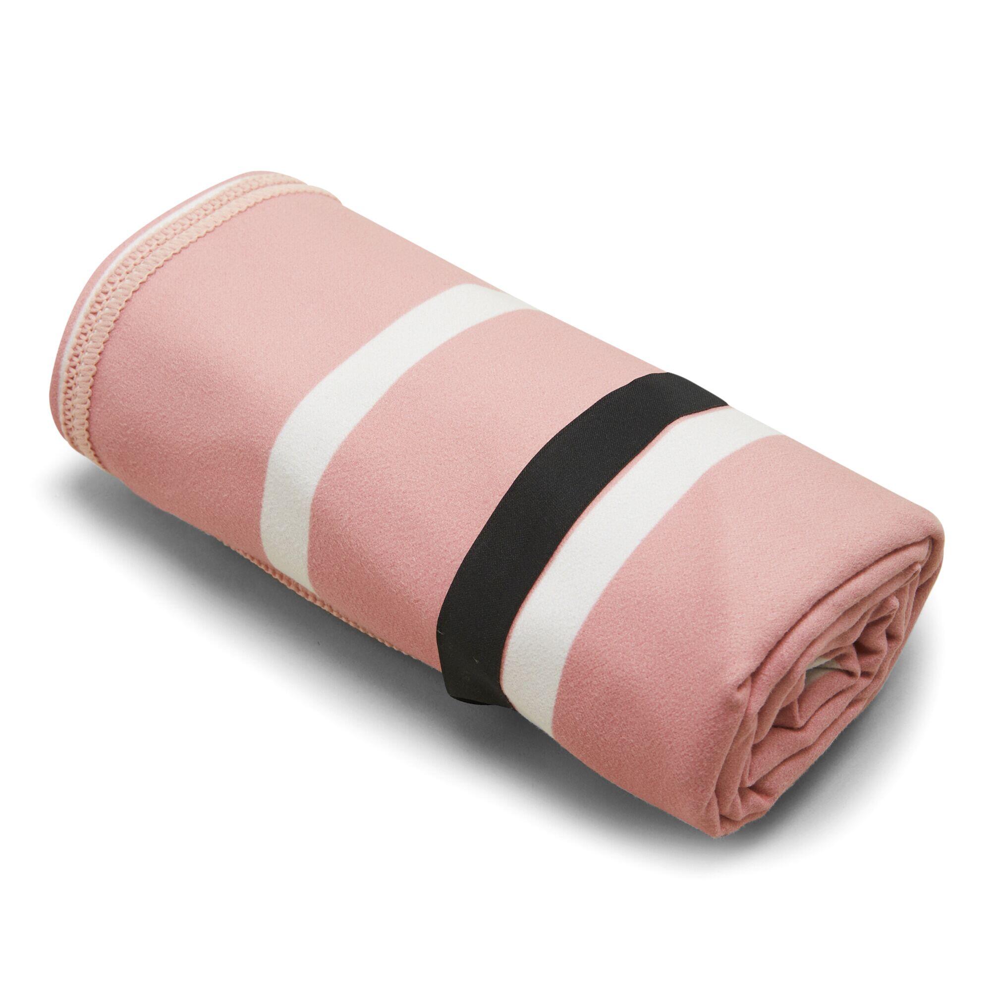 Gestreepte microvezel strandhanddoek (Seashell Roze/Wit) 4/5