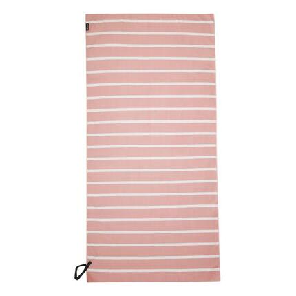 Gestreepte microvezel strandhanddoek (Wit/Zwaar)
