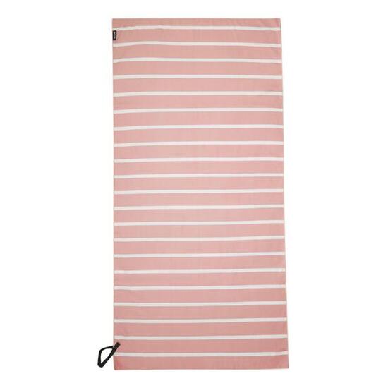 Gestreepte microvezel strandhanddoek (Seashell Roze/Wit)