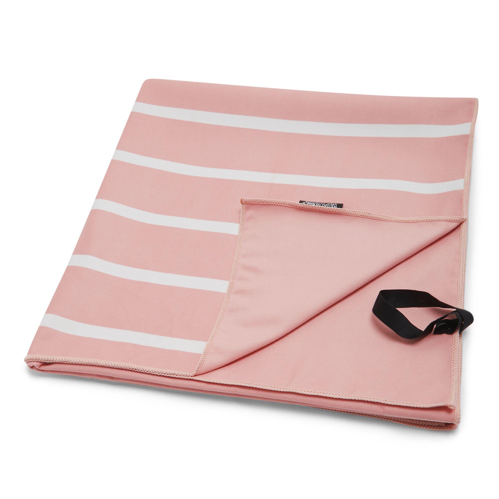 Gestreepte microvezel strandhanddoek (Seashell Roze/Wit) 3/5