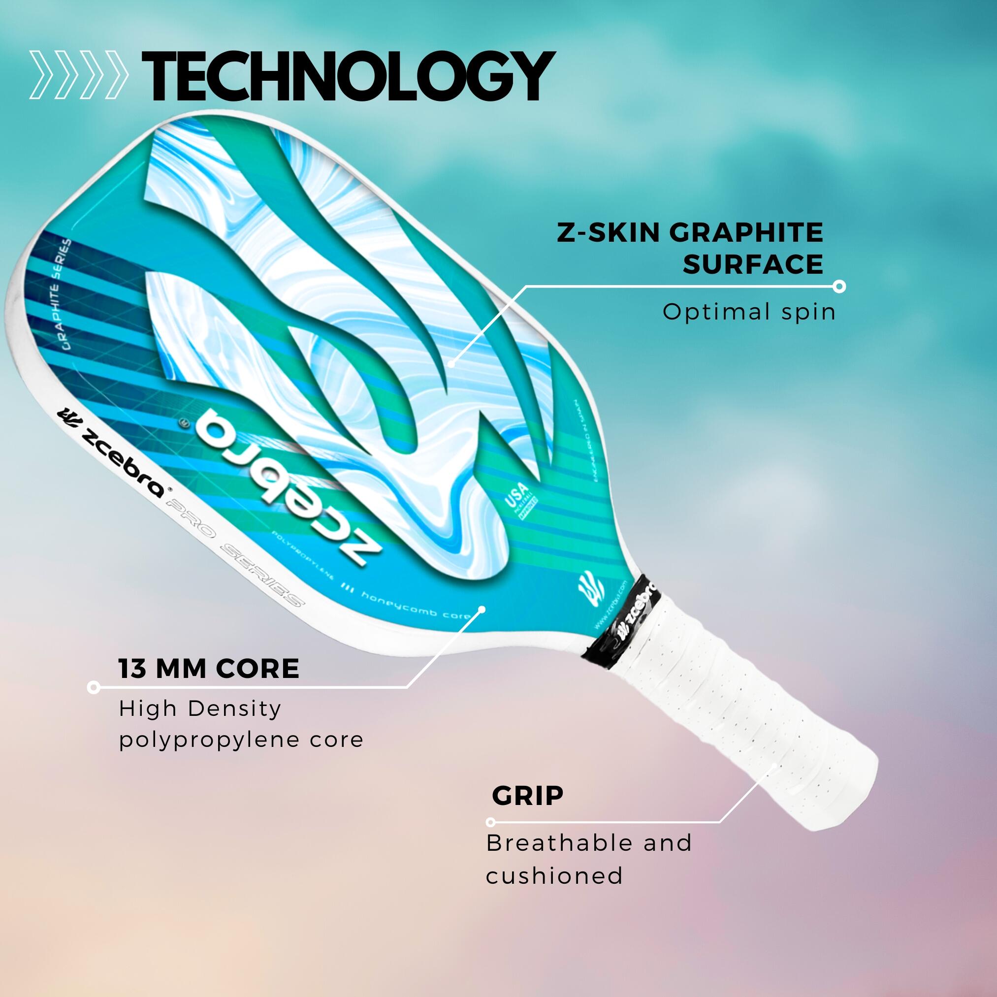 Pala de Pickleball Zcebra Graphite series Sky Edition 2/6
