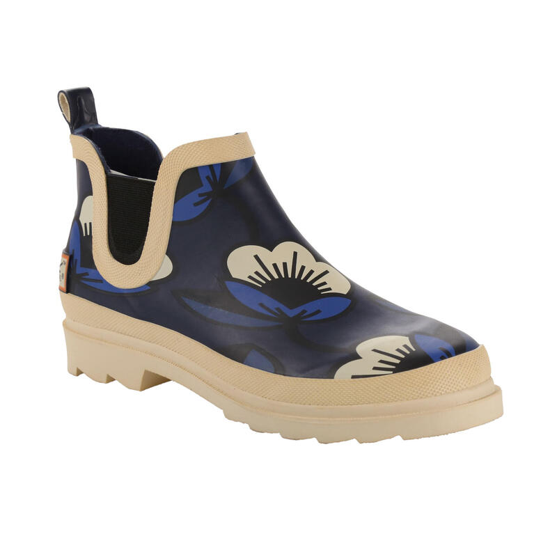 Gummistiefel "Orla Kiely", Passionsblume Damen Marineblau/Cremefarbe