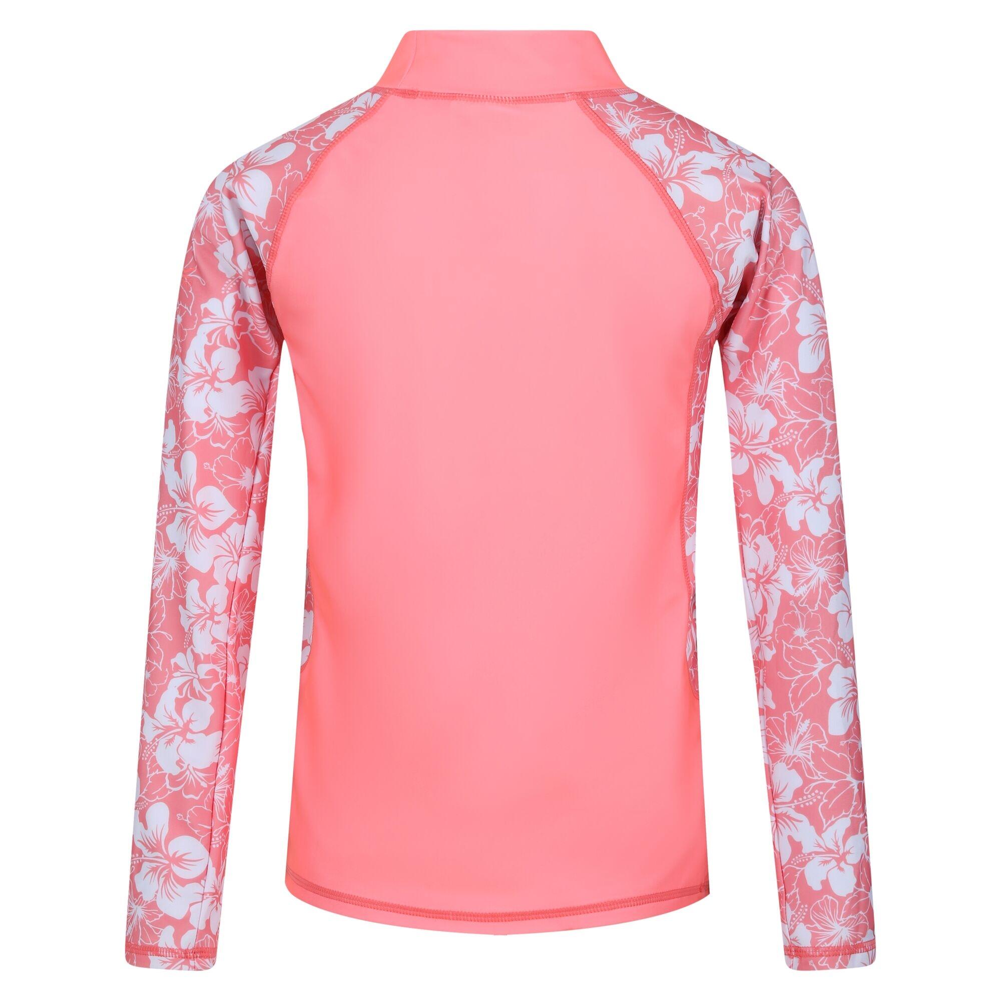 Childrens/Kids Hoku Hibiscus LongSleeved Swim Top (Shell Pink) 2/5