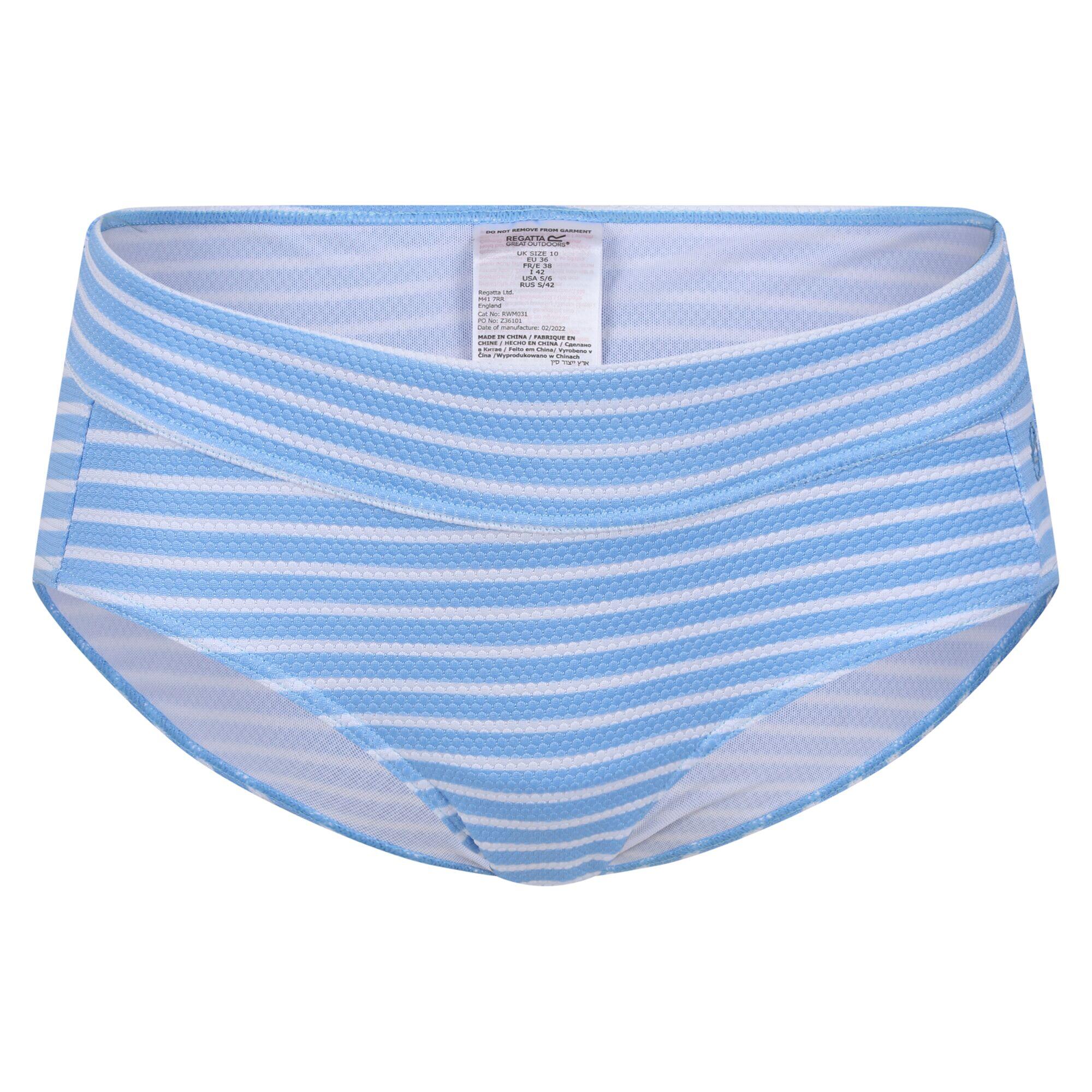 Womens/Ladies Paloma Stripe Textured Bikini Bottoms (Elysium Blue/White) 1/5
