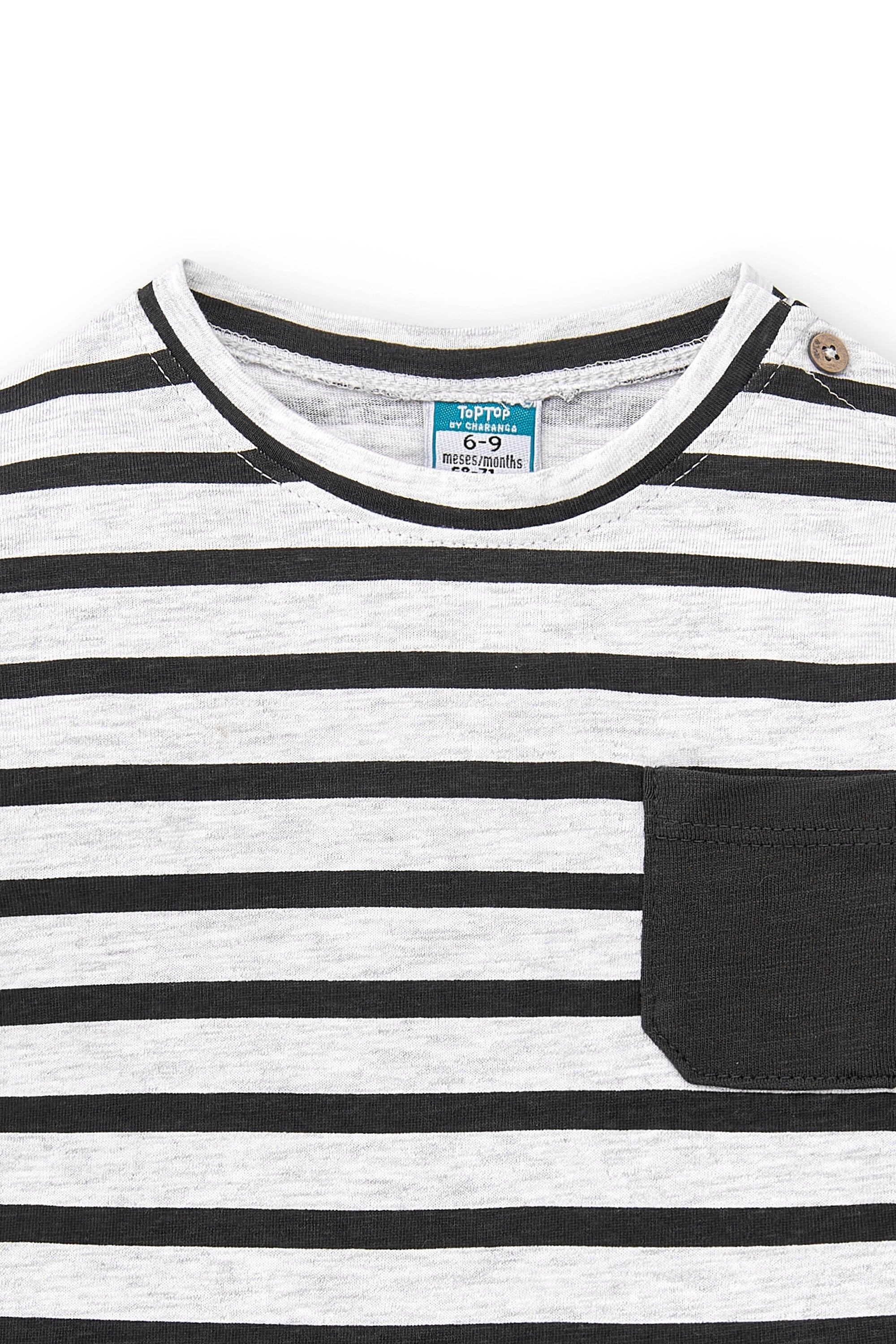 Camiseta infantil masculina listrada de manga comprida na cor antracite com 5/5