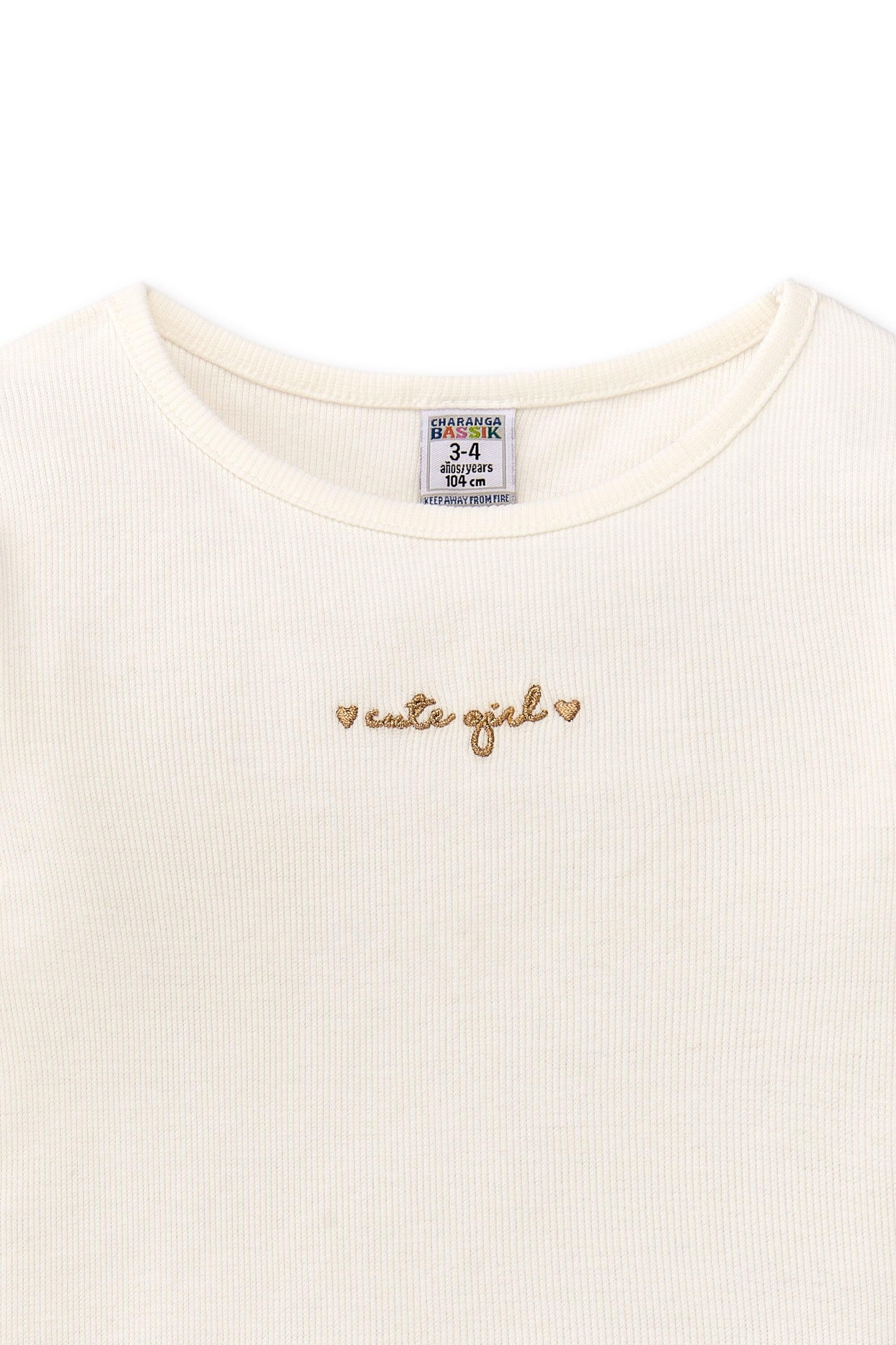 Camiseta bege feminina | Manga 2/4
