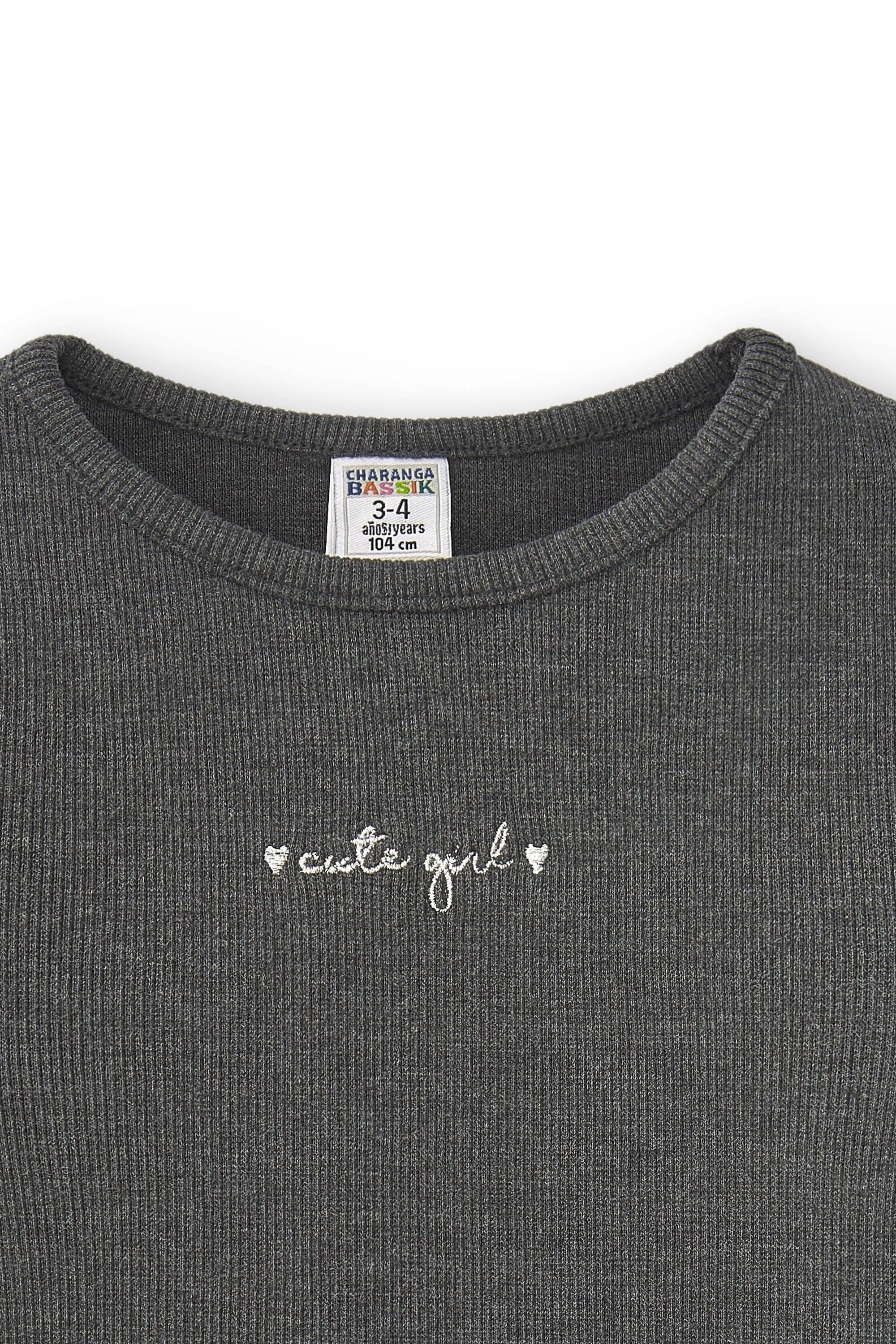 Camiseta de niña gris | Manga larga 2/3