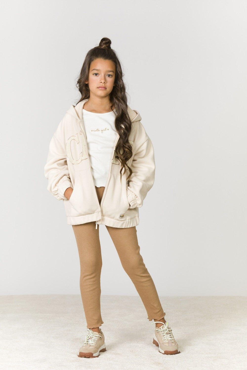 Legging de niña color camel 1/5