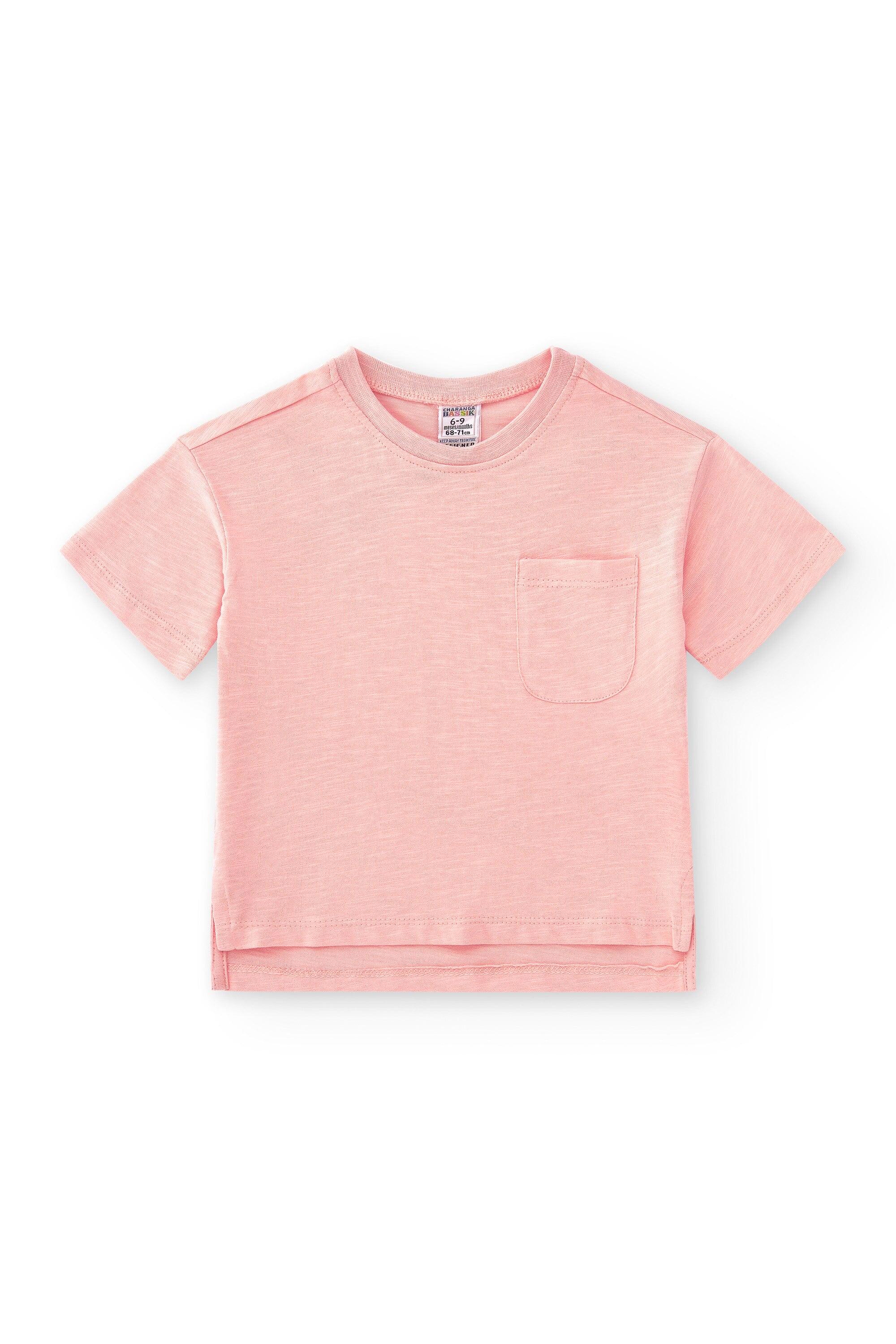 Camiseta rosa unissex para 3/5