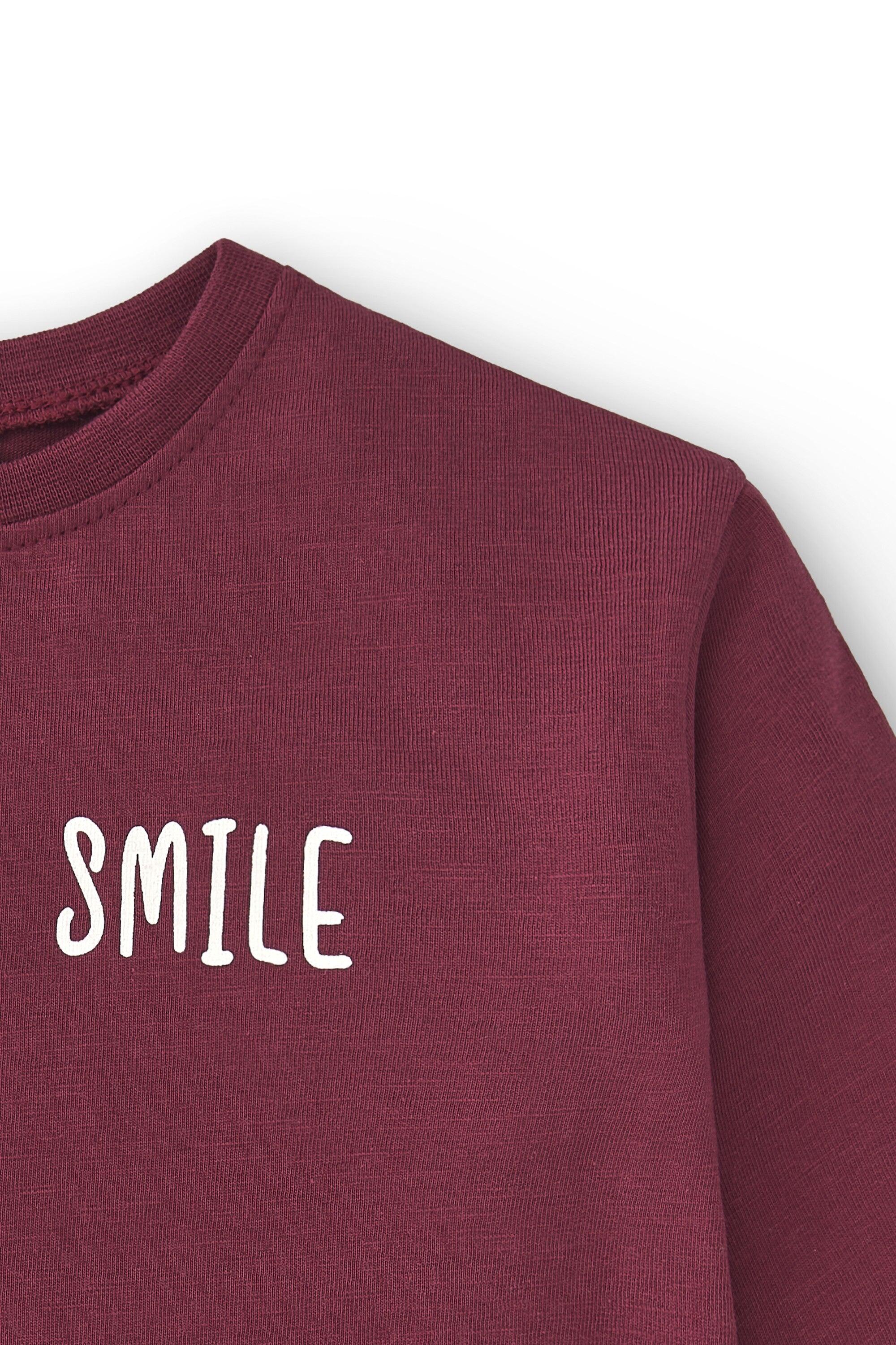 Camiseta manga larga de bebé básica en color burdeos smile 3/3
