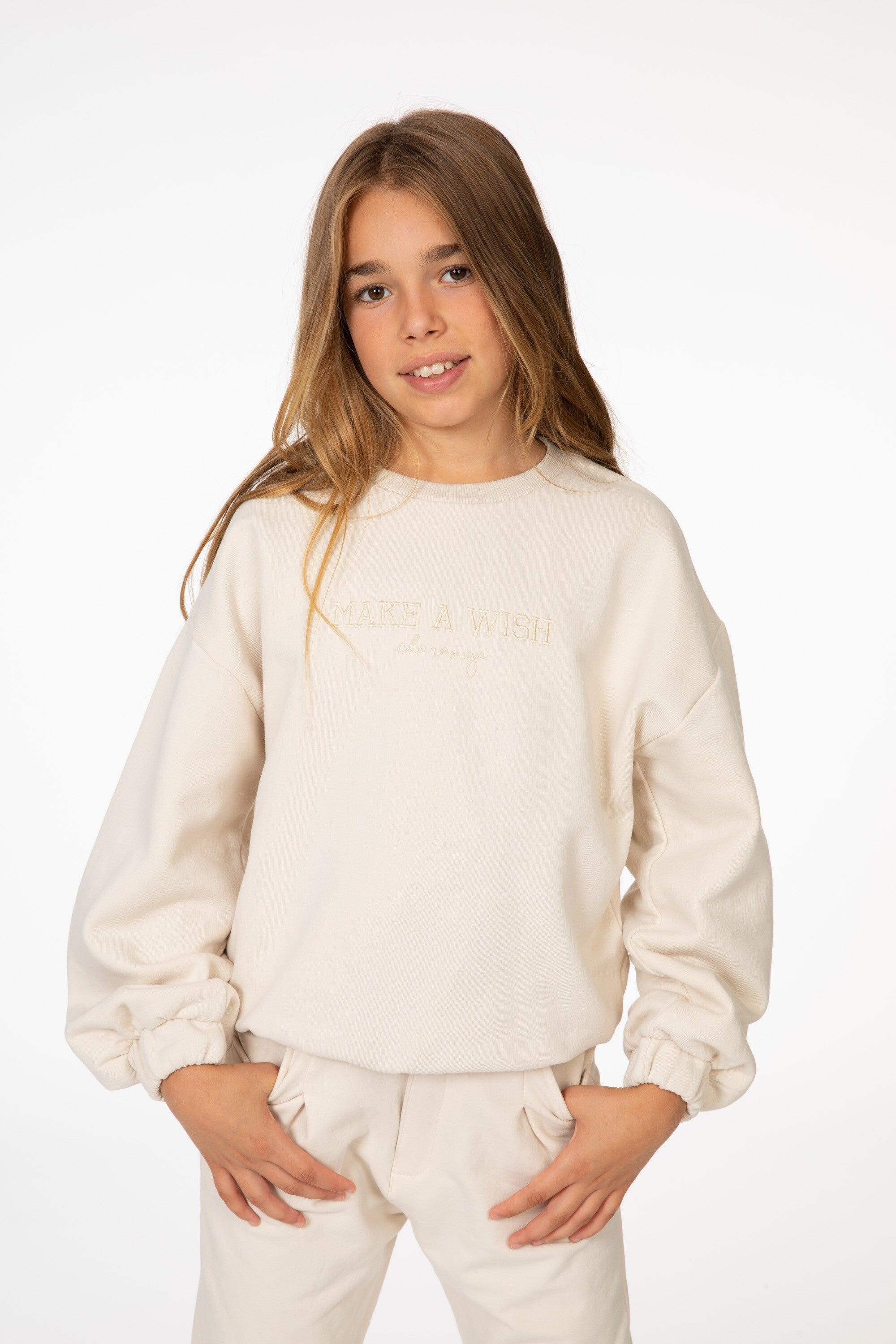 Moletom Wish bege para meninas | Sem 3/4