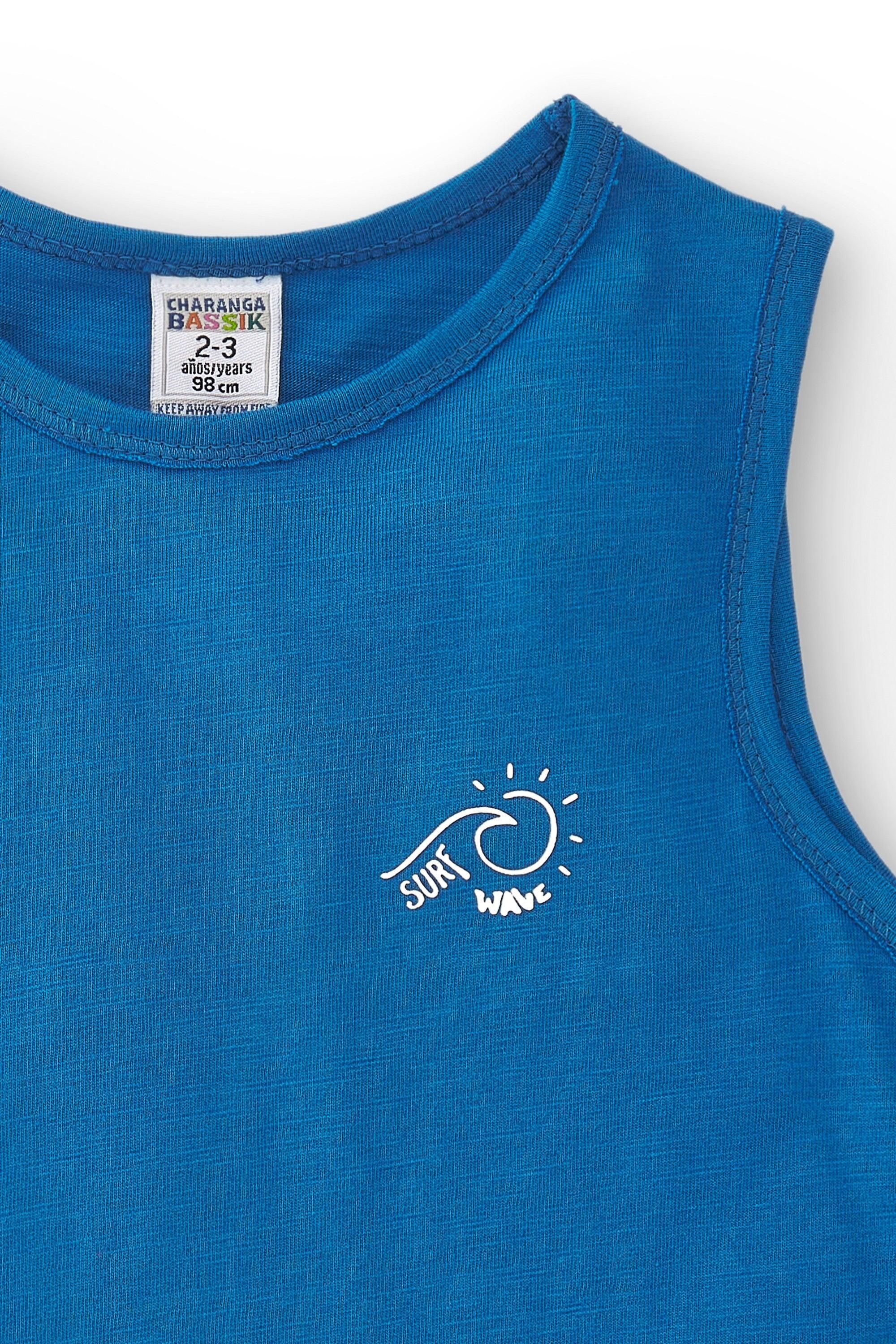 Camiseta regata azul com estampa de onda de surf para 5/5