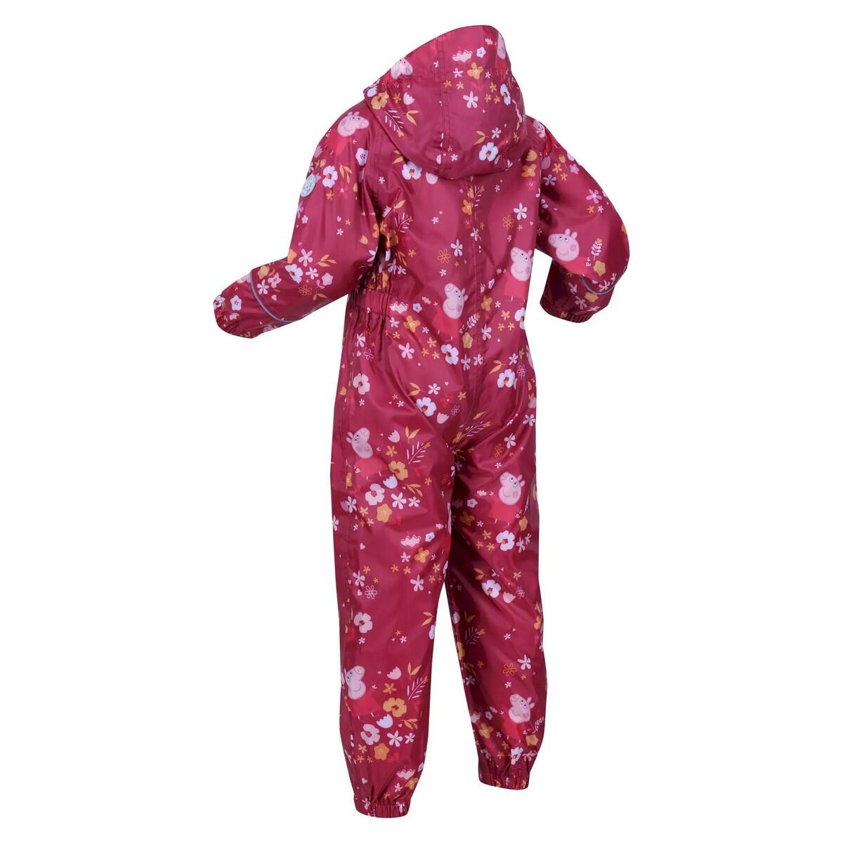 "Pobble" Regenanzug für Kinder Beeren Pink /Herbstfarben 4/5