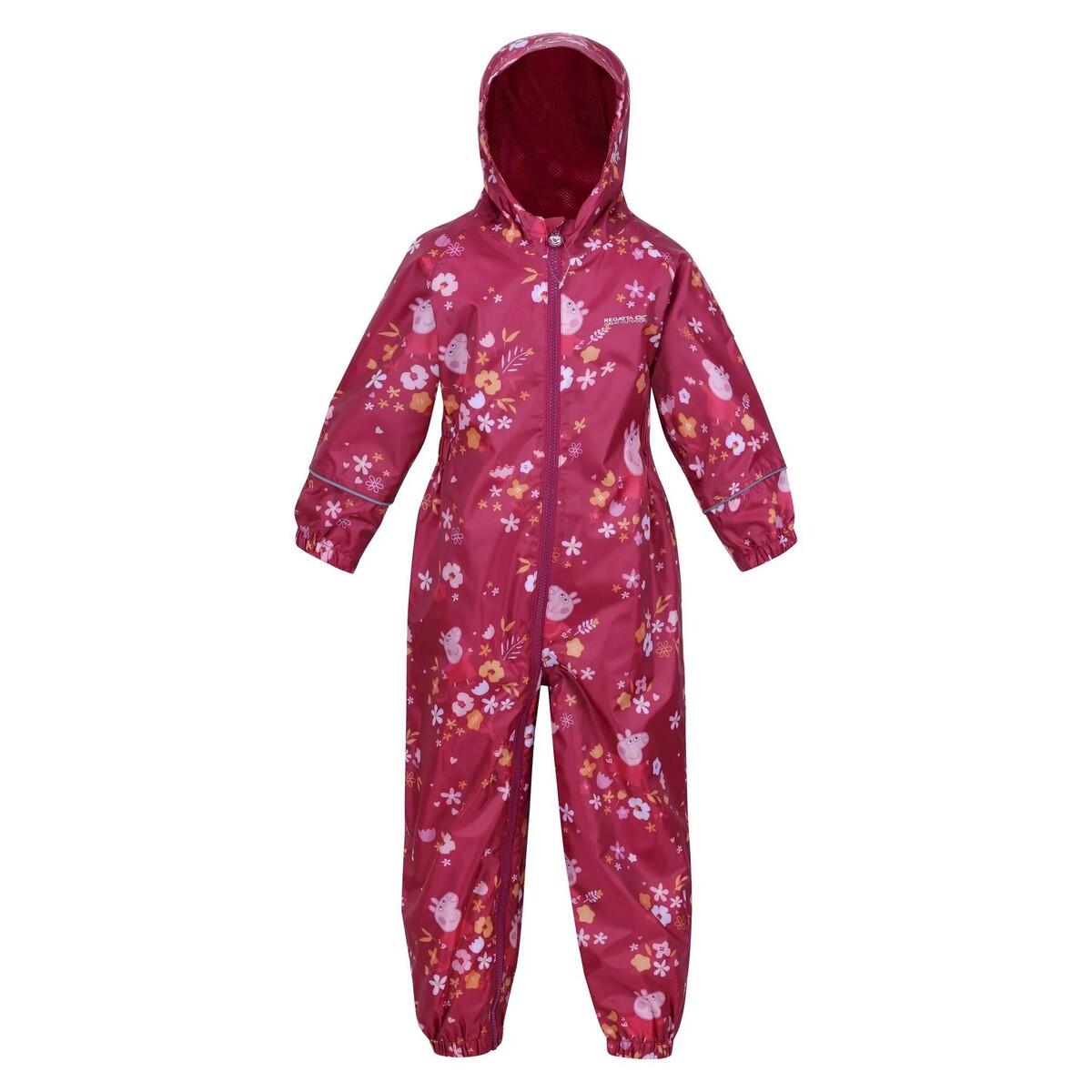 REGATTA Childrens/Kids Pobble Peppa Pig Puddle Suit (Berry Pink/Autumn)