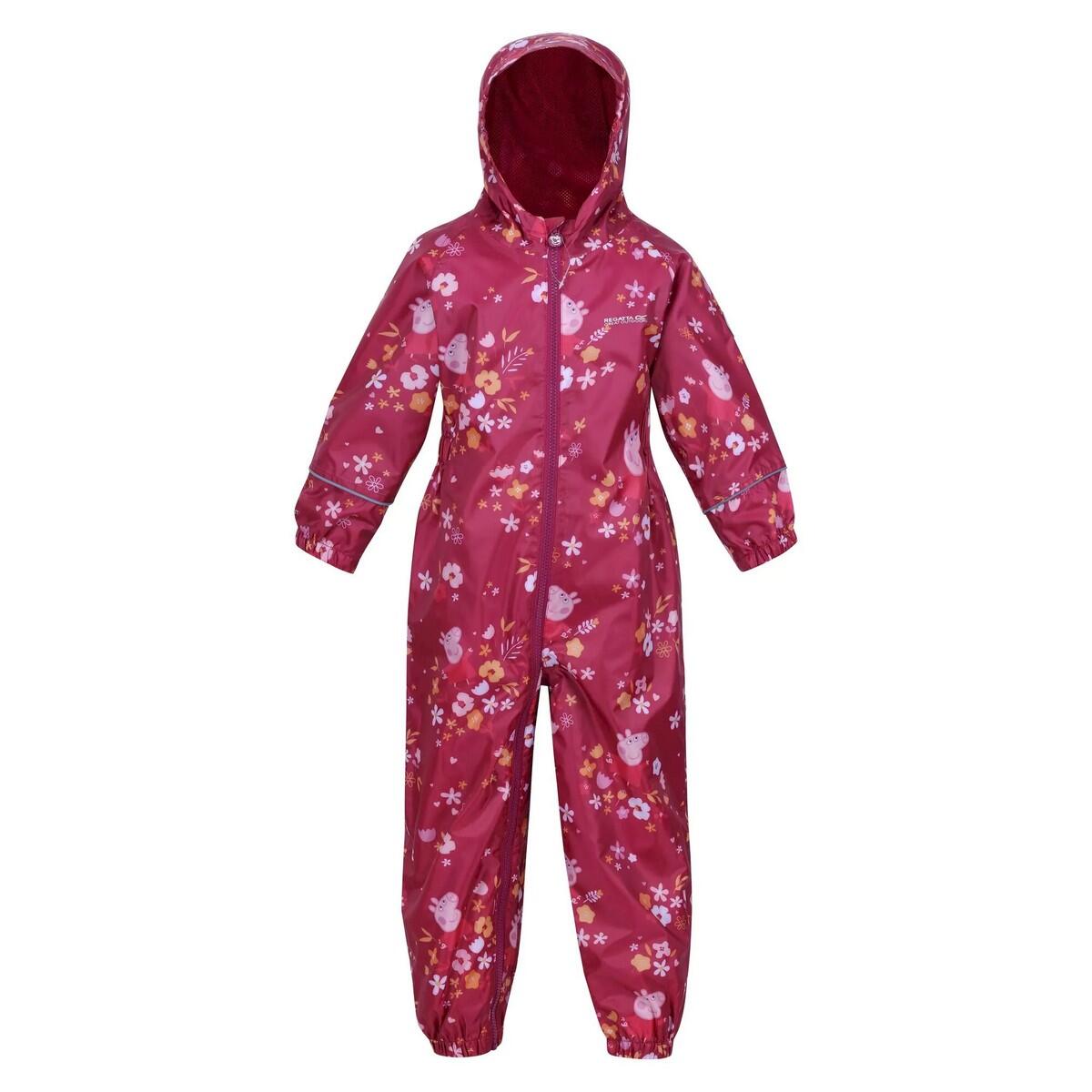 Children's POBBLE rain suit (Dark pink / Orange)