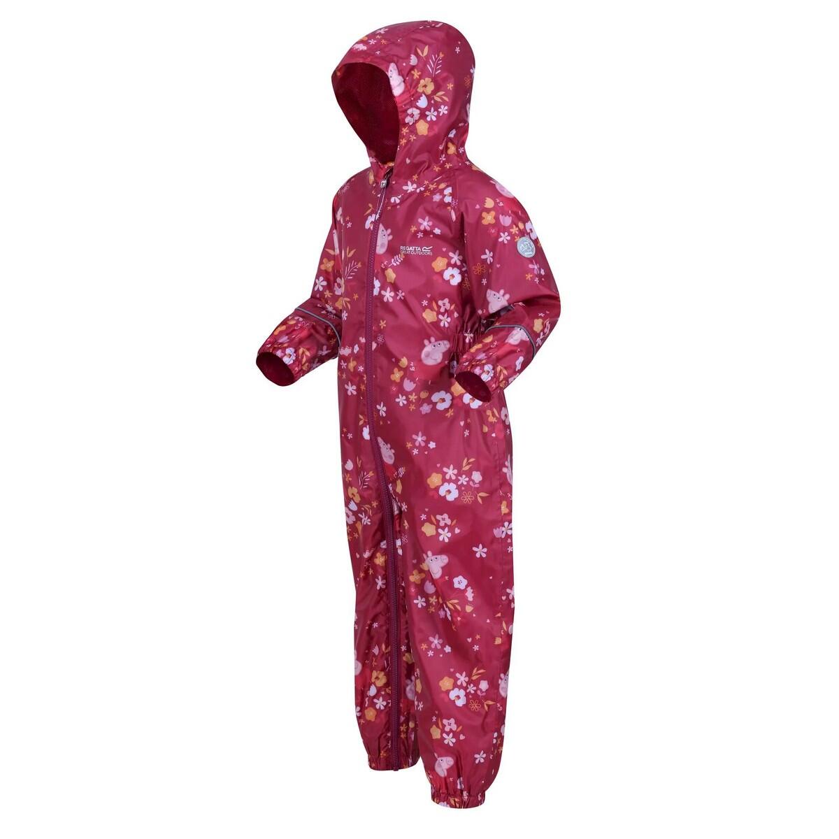 Children's POBBLE rain suit (Dark pink / Orange)