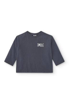 Camiseta manga larga de bebé básica en color antracita smile