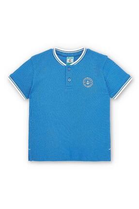 Polo de niño cuello mao azul