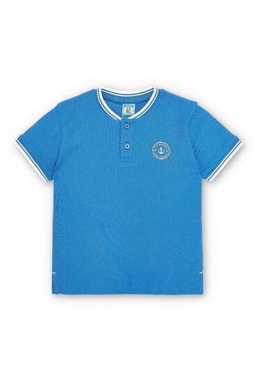 Polo de niño cuello mao azul