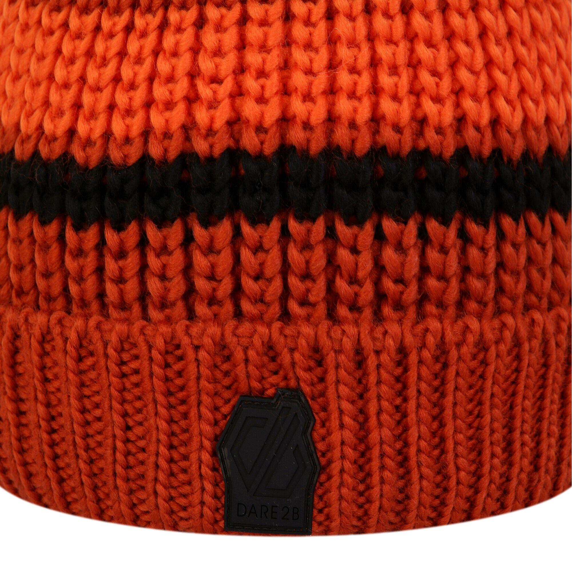 Mens Thinker II Striped Knitted Beanie (Rooibos Tea/Puffins Orange) 3/4