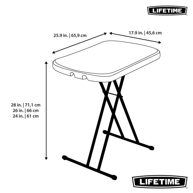 Mesa lateral dobrável ajustável em altura 66x46x61-71 cm Lifetime