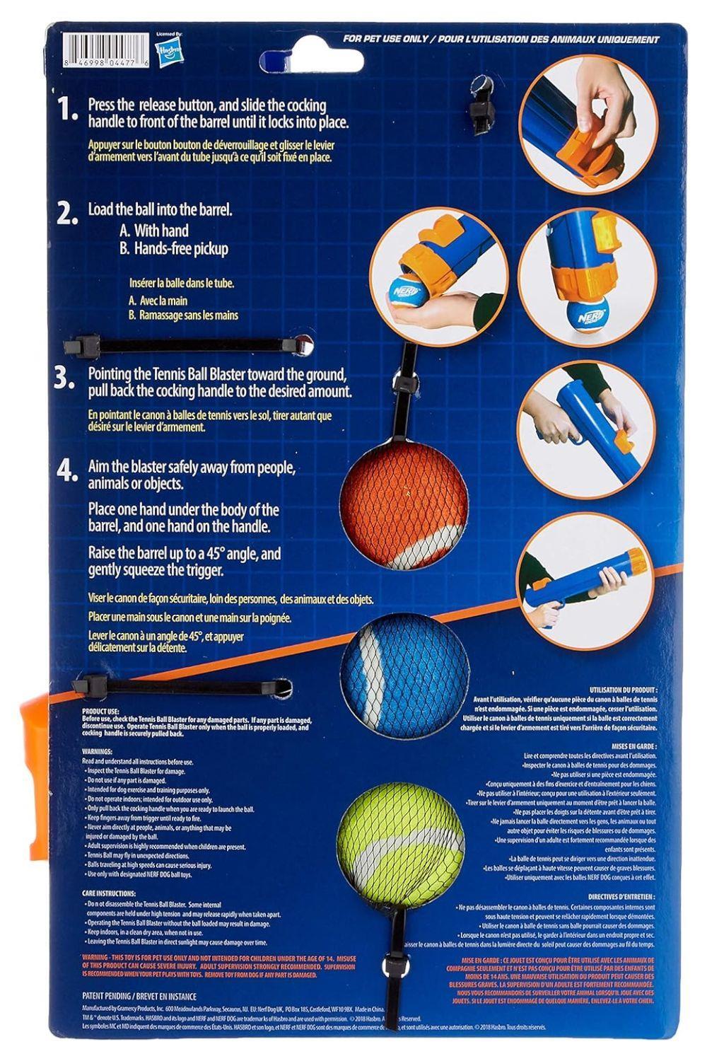 Nerf Dog Tennis Ball Blaster with 3 Squeak Balls 5/5