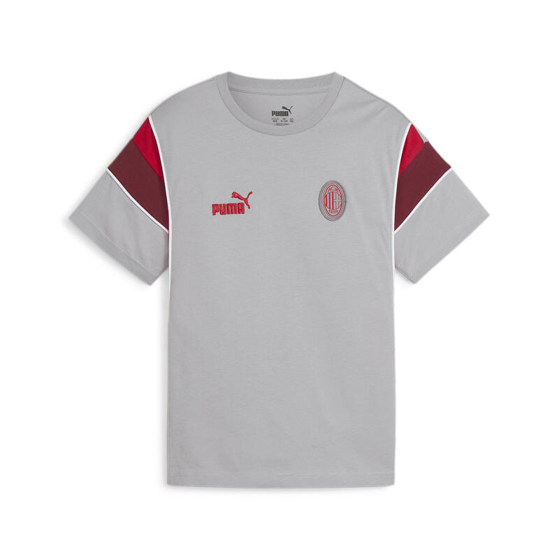 T-shirt AC Milan FtblArchive da ragazzi PUMA Concrete Gray Tango Red