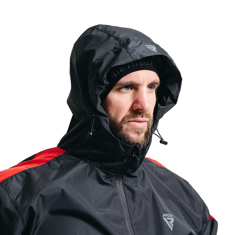 Costum saună RDX H1 cu glugă, roșu, XL