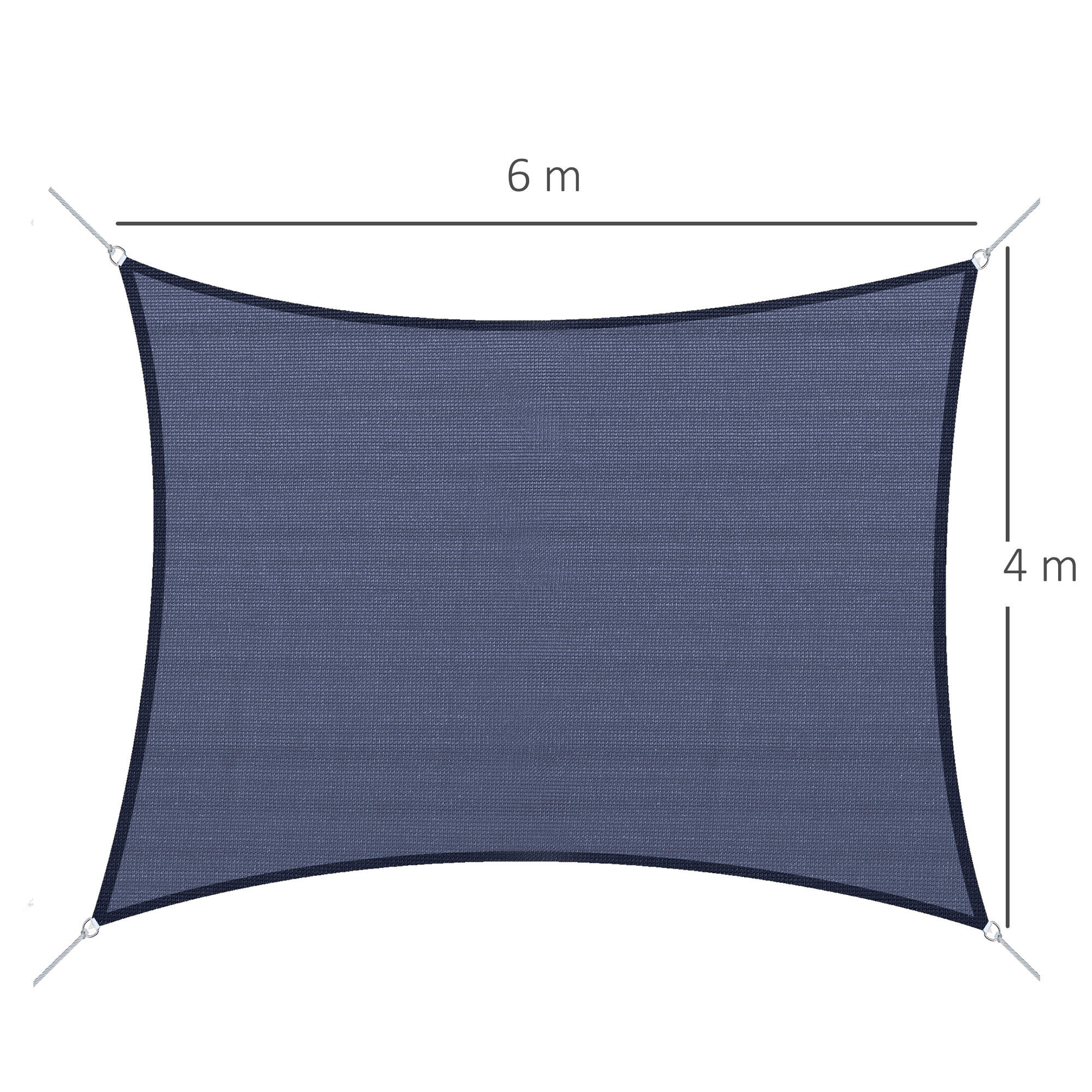 Vela de sombra retangular 400x600 cm azul Outsunny 3/7