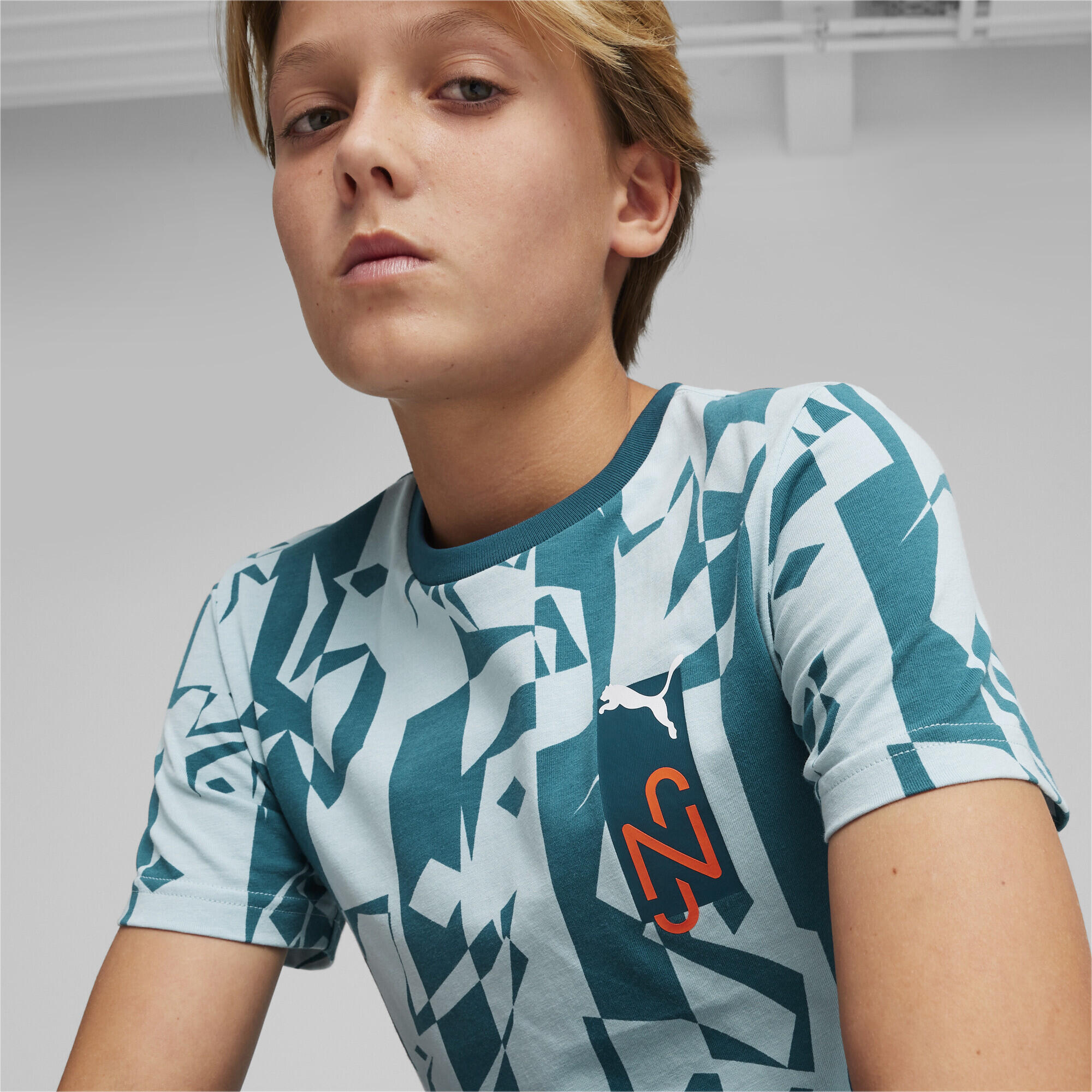 T-Shirt Puma Neymar Jr Creativity Logo Tee Jr, Azul, Crianças 3/6