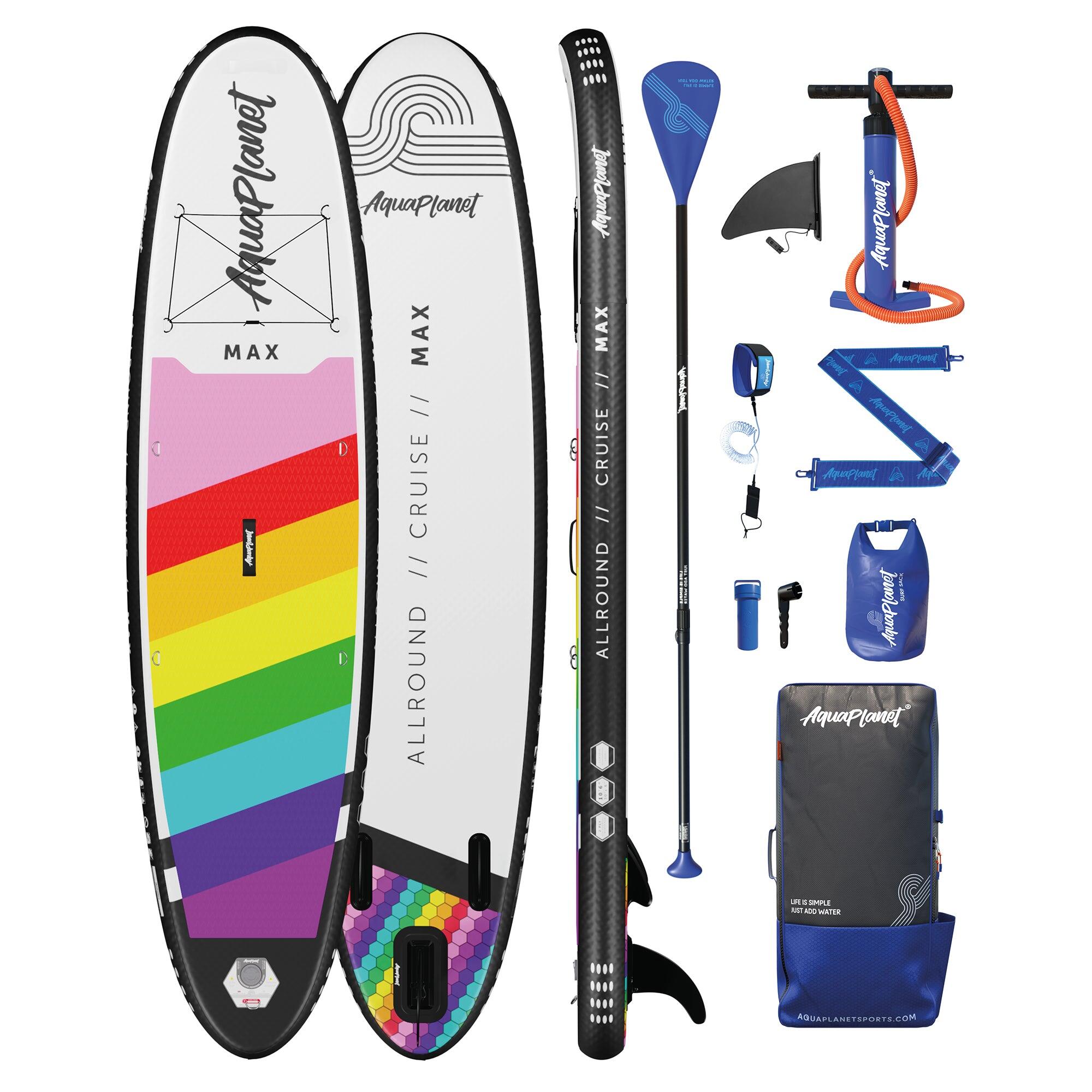 Aquaplanet MAX 10'6 Inflatable Paddle Board Package - Rainbow 1/6