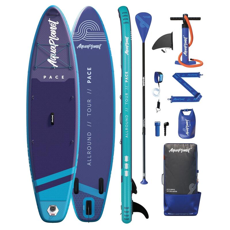 AQUAPLANET Aufblasbares Stand-Up Paddleboard Set - Pace Türkis & Mitternacht