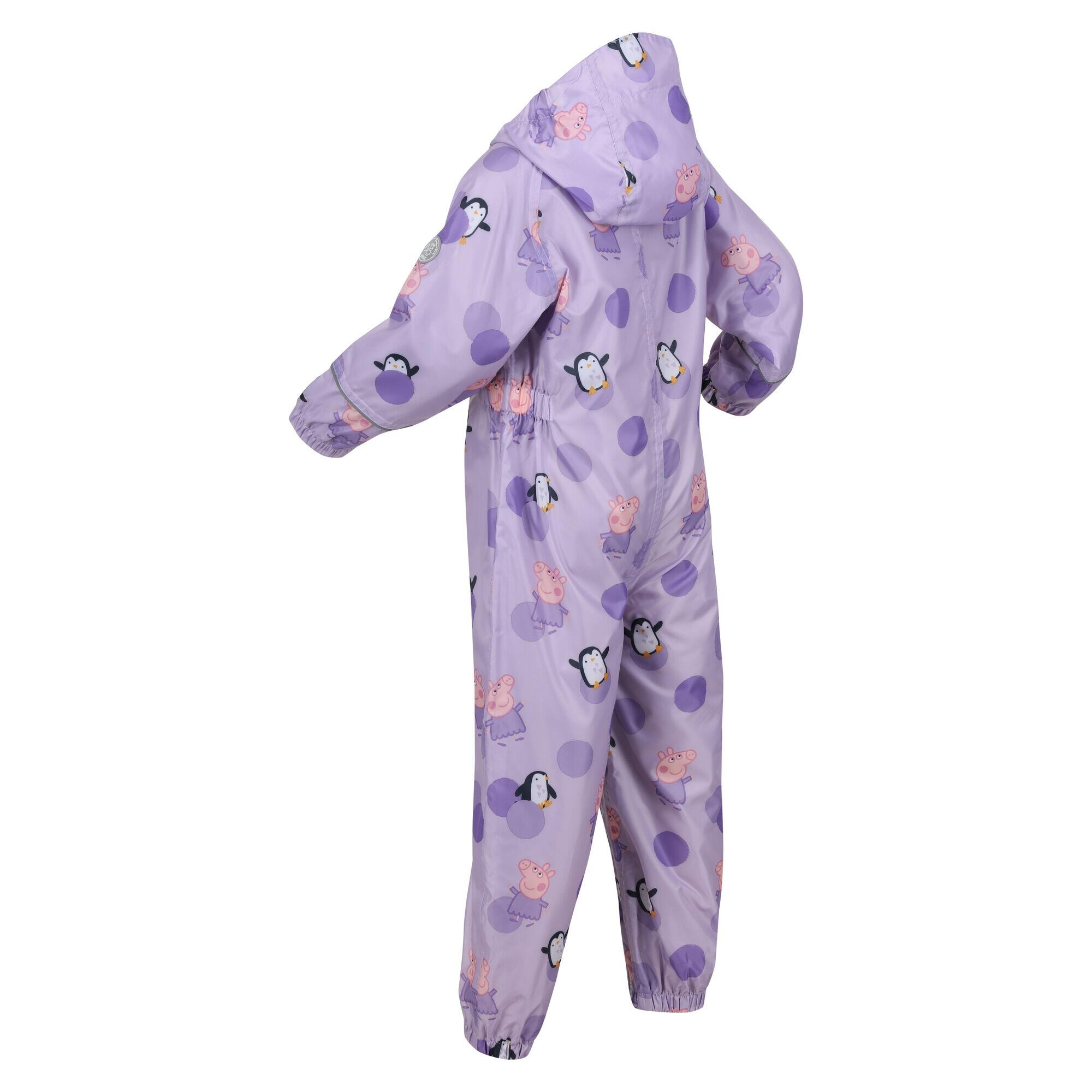 Childrens/Kids Pobble Peppa Pig Polka Dot Waterproof Puddle Suit (Pastel Lilac) 3/4