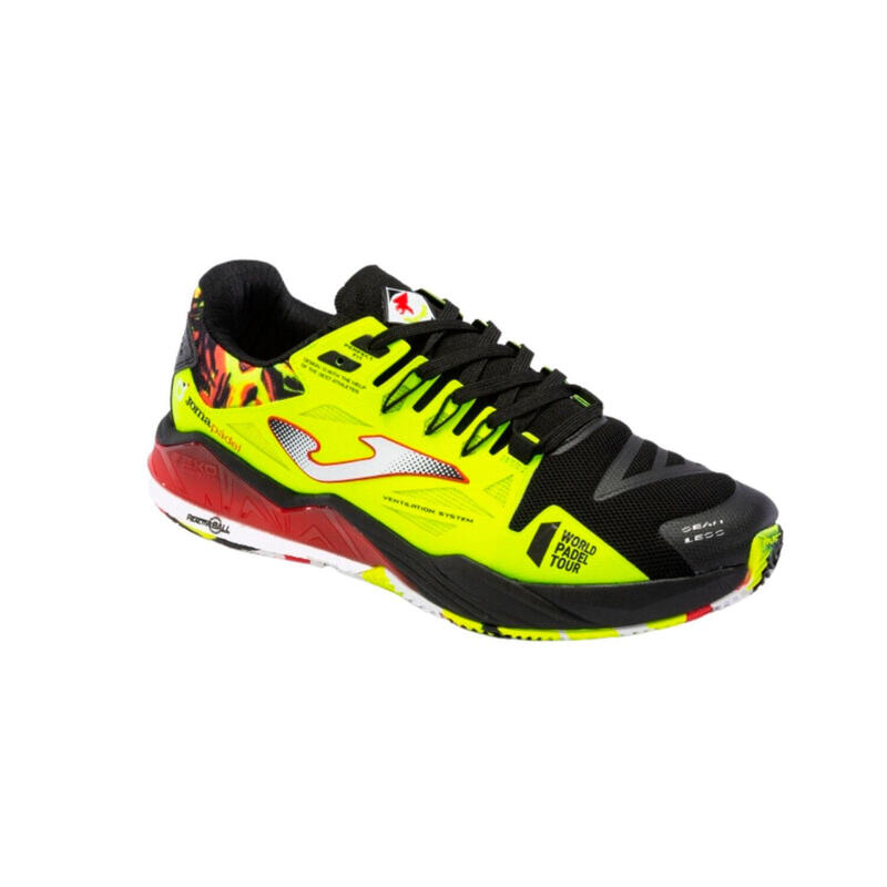 Zapatilla Pádel Hombre Joma Spin 2309P Negro Amarillo Flúor Transpirable