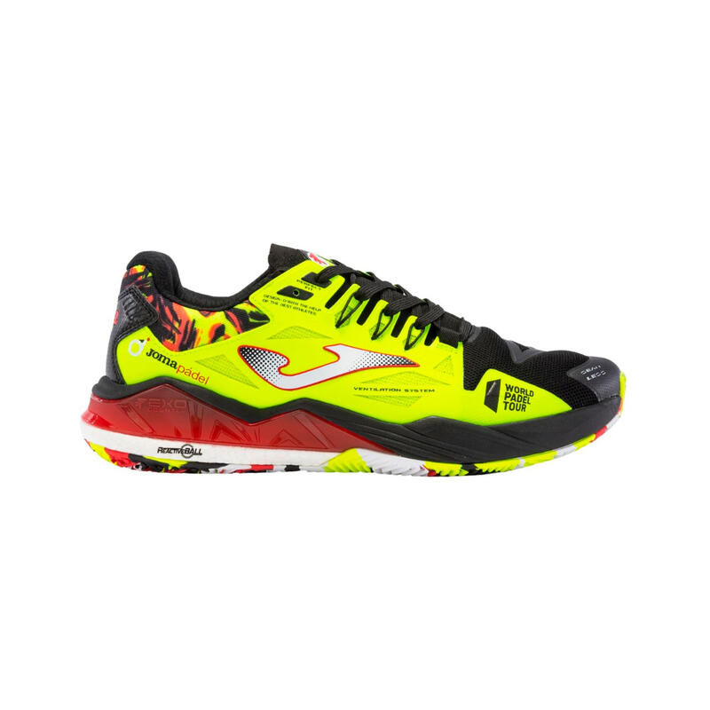 Zapatilla Pádel Hombre Joma Spin 2309P Negro Amarillo Flúor Transpirable