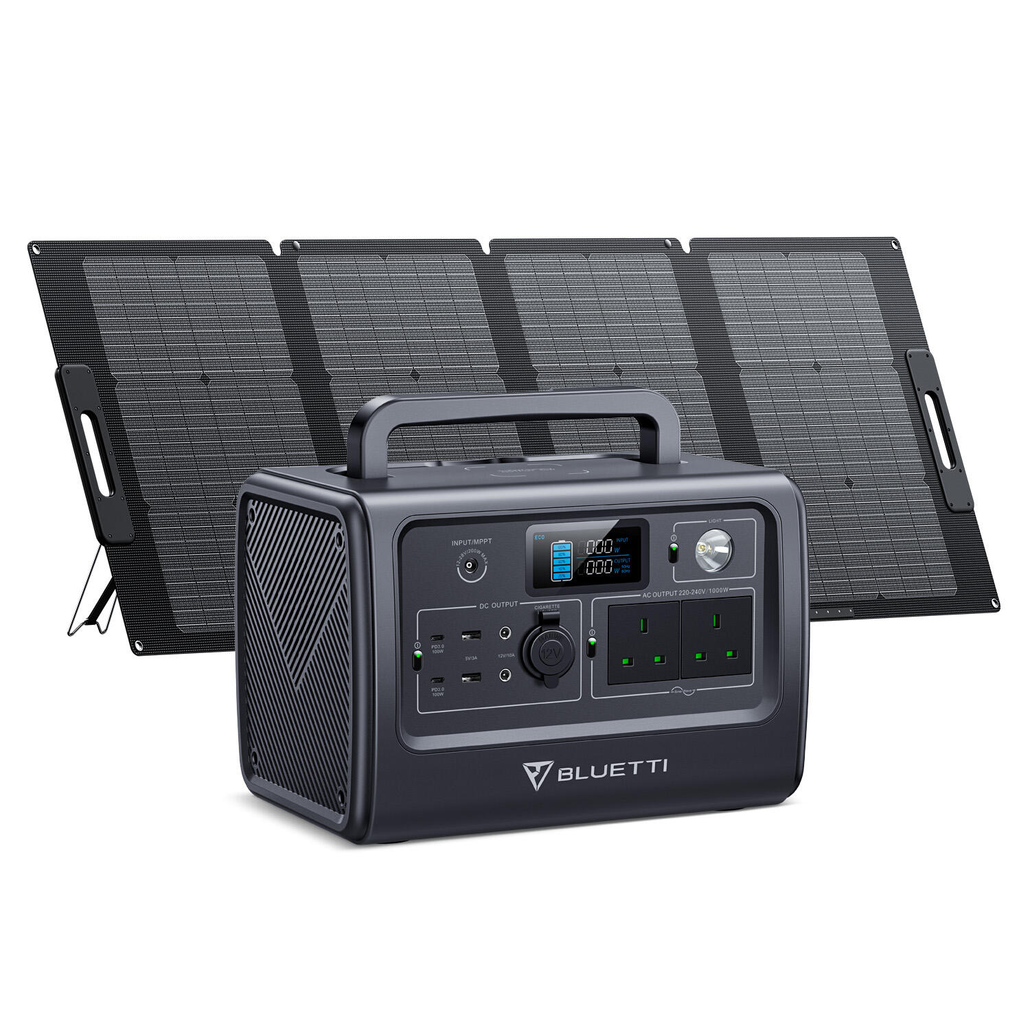BLUETTI BLUETTI Solar Generator 716Wh/1000W EB70 with PV120S 120W Solarpanel for camping