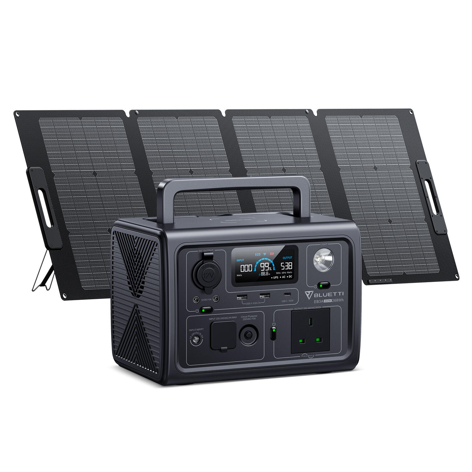 BLUETTI BLUETTI Solar Generator 600W EB3A with PV120S 120W Solar Panel for Camping