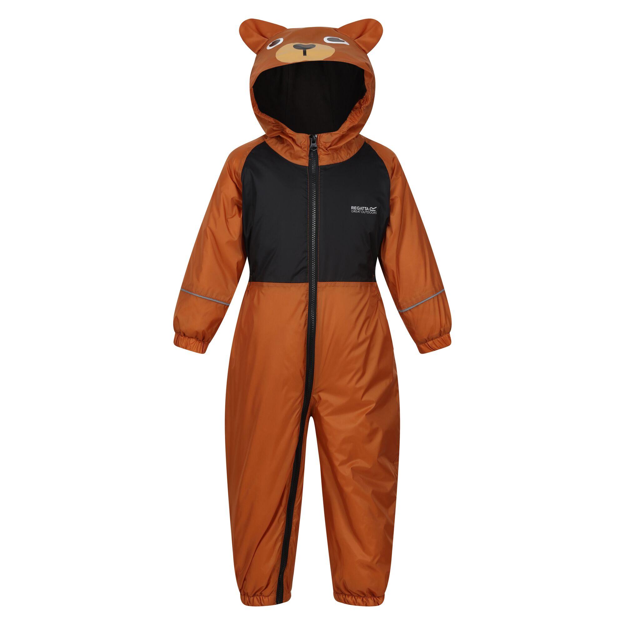 REGATTA Childrens/Kids Mudplay III Bear Waterproof Puddle Suit (Copper Almond/Black)