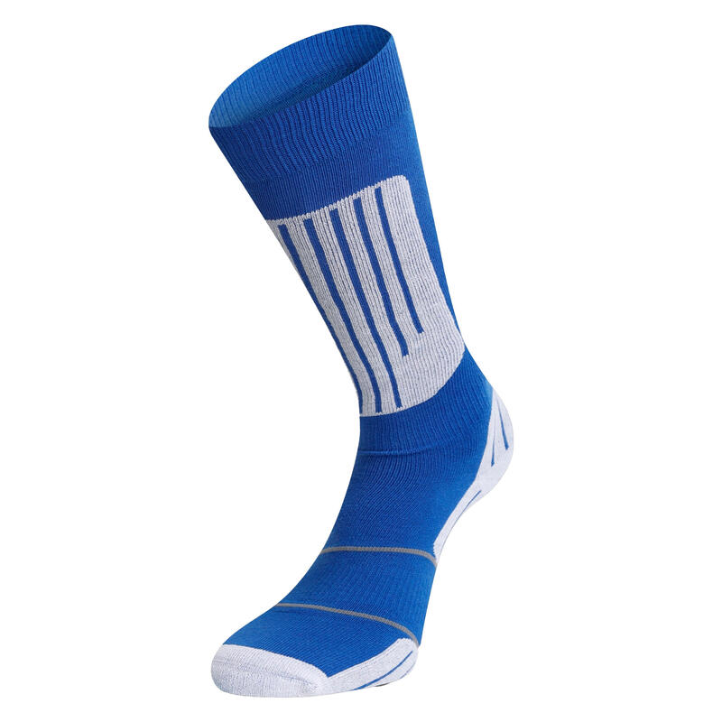 Calcetines de Esquí de Rendimiento para Hombre Azul Olímpico, Blanco