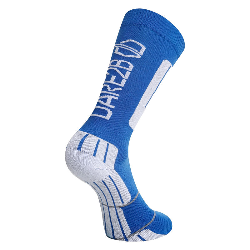 Calcetines de Esquí de Rendimiento para Hombre Azul Olímpico, Blanco